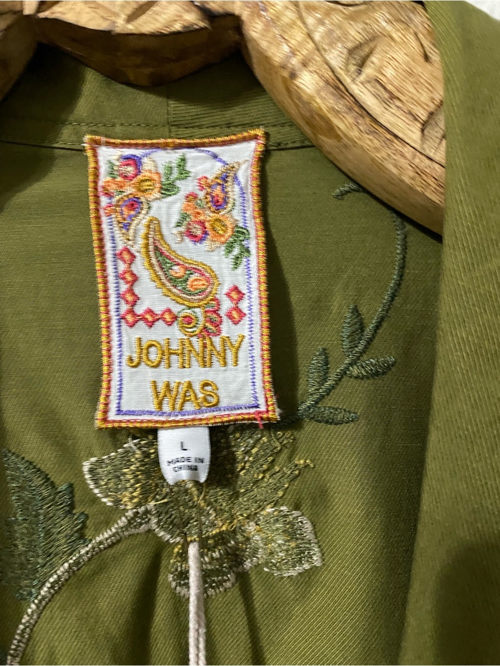 Johnny Was Olive Green Embroidered Floral Jacket - Picture 5 of 6